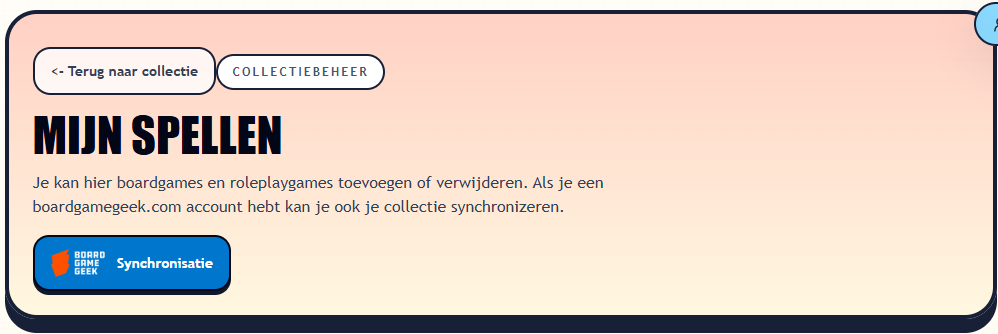 Synchronisatieoverzicht voor een spellenverzameling.